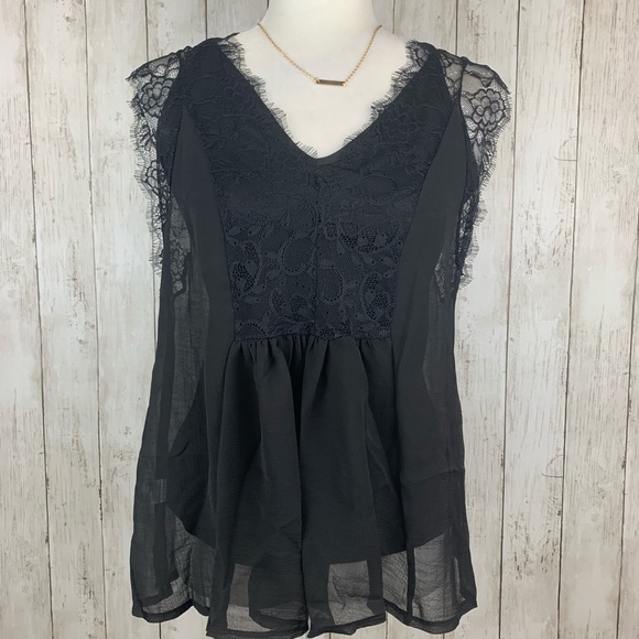 🔥A DREAM🔥BLACK LACE TANK TOP WITH CAMI S/M/L/XL NWT - Picture 2 of 6